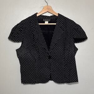 Women's Size XL Park Avenue Polka Dot Puff Sleeve Top Button Vest Vintage 90s